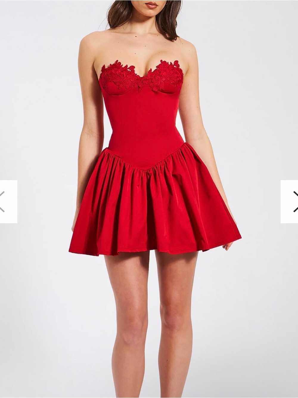 Miss Circle Red Sacha Lace Drop Waist Mini Dress